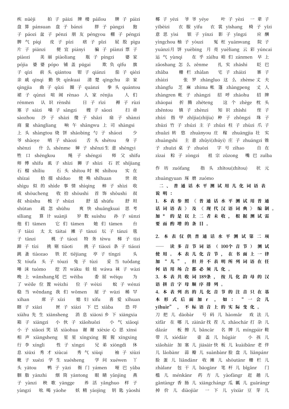 普通话水平测试用必读轻声词语表+儿化音表+60篇朗读篇目_第2页