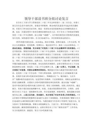 领导干部读书班分组讨论发言