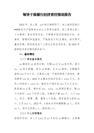 领导干部履行经济责任情况报告