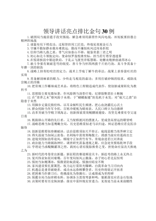 领导讲话亮点排比金句30例