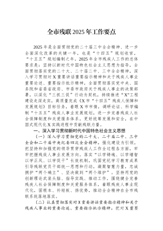 全市残联2025年工作要点