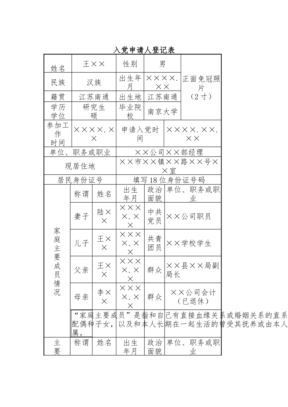 入党申请人登记表模版_第1页