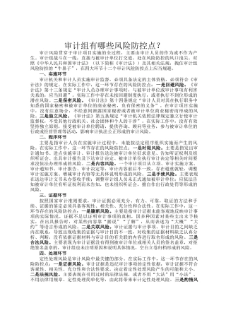 审计组有哪些风险防控点？