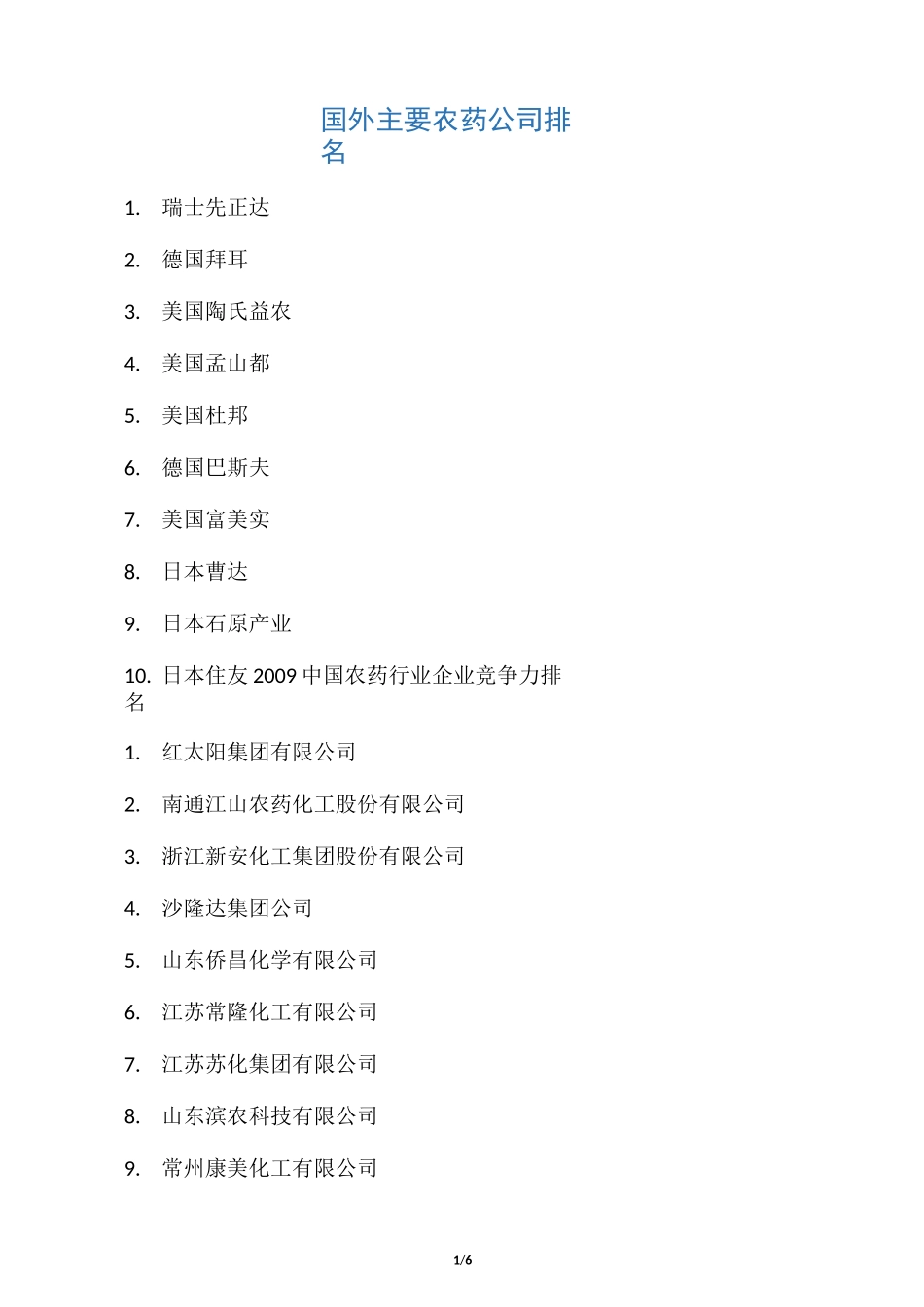 国内外主要农药公司排名_第1页