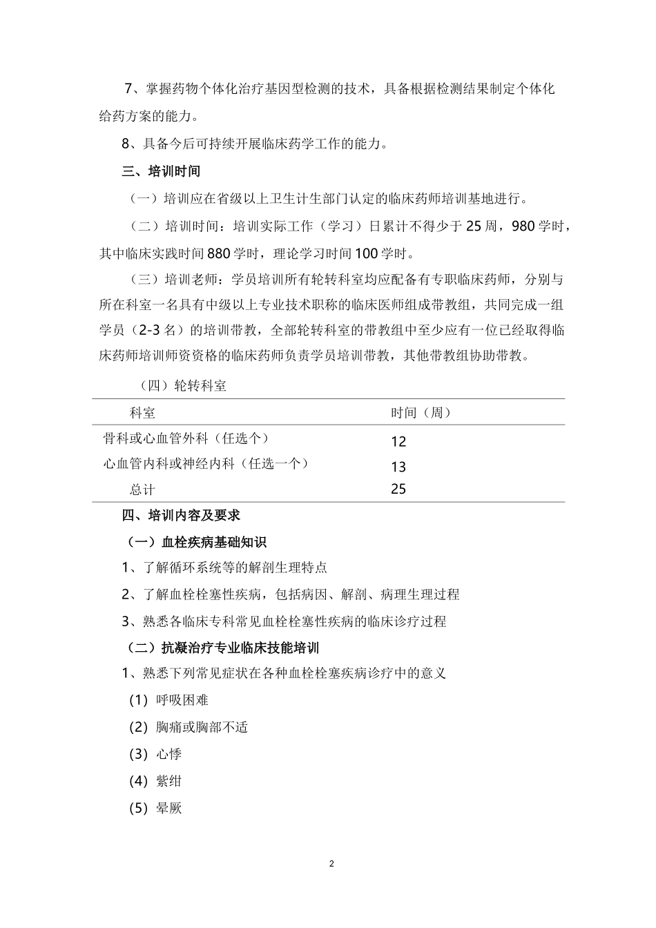 (完整版)临床药师抗凝治疗专业培训大纲-中医药学会_第2页