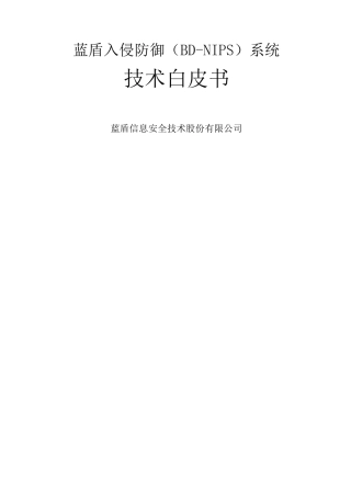 蓝盾入侵防御系统BDNIPS技术白皮书