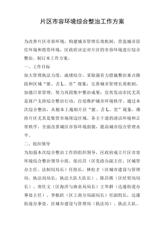 片区市容环境综合整治工作方案