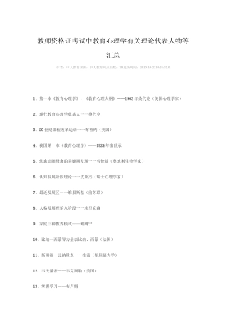 教育心理学代表人物汇总知识