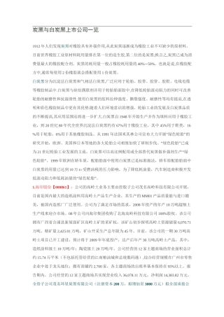 炭黑及白炭黑上市公司一览