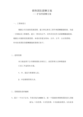 销售团队薪酬方案