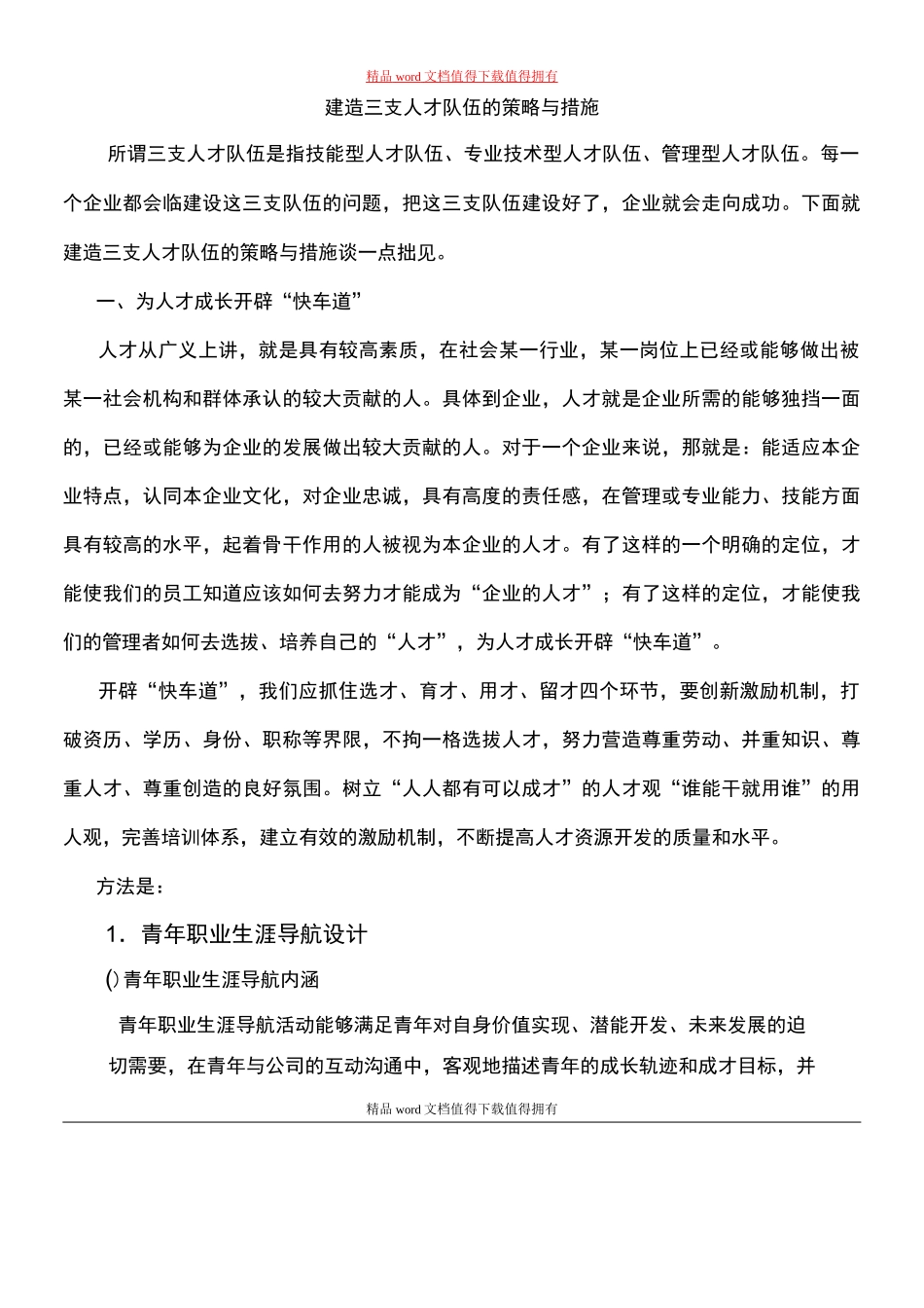 建造三支人才队伍的策略与措施_第1页