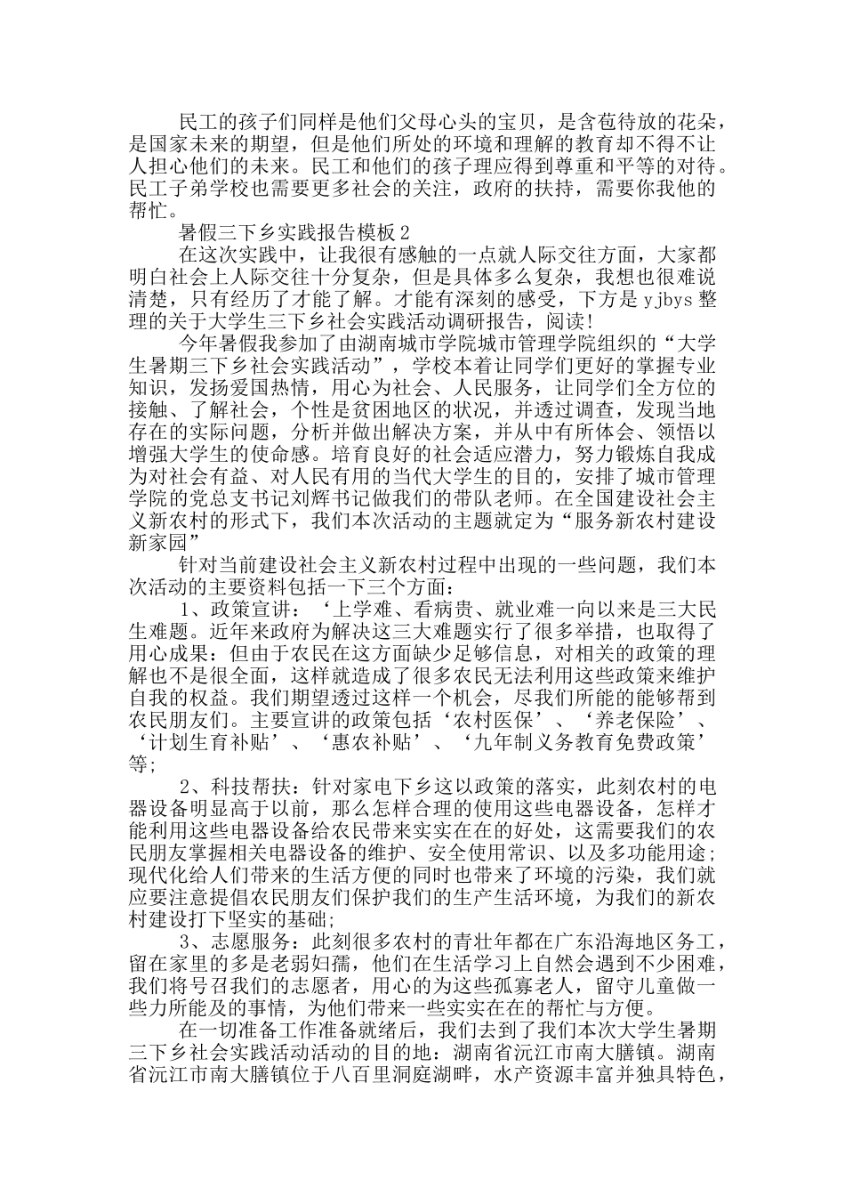 暑假三下乡实践报告模板大全_第2页
