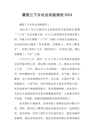 暑假三下乡社会实践报告2024