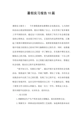 暑假实习报告10篇