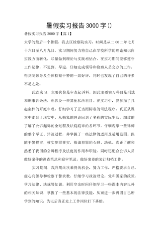 暑假实习报告3000字