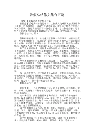 暑假总结作文集合五篇