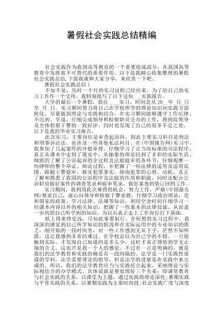 暑假社会实践总结精编