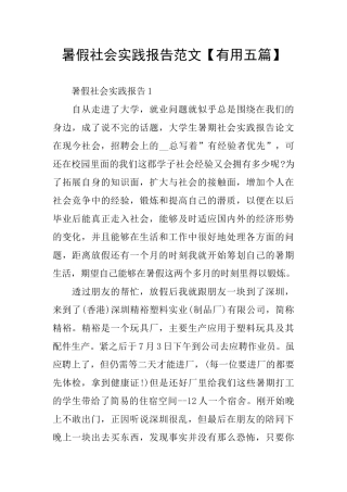 暑假社会实践报告范文