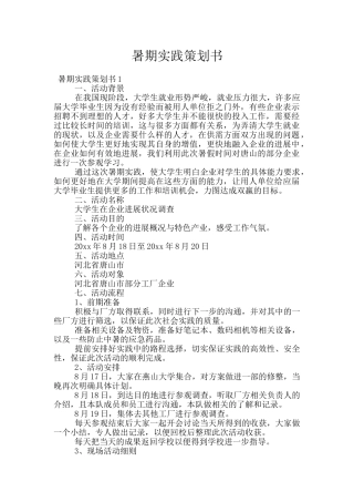 暑期实践策划书