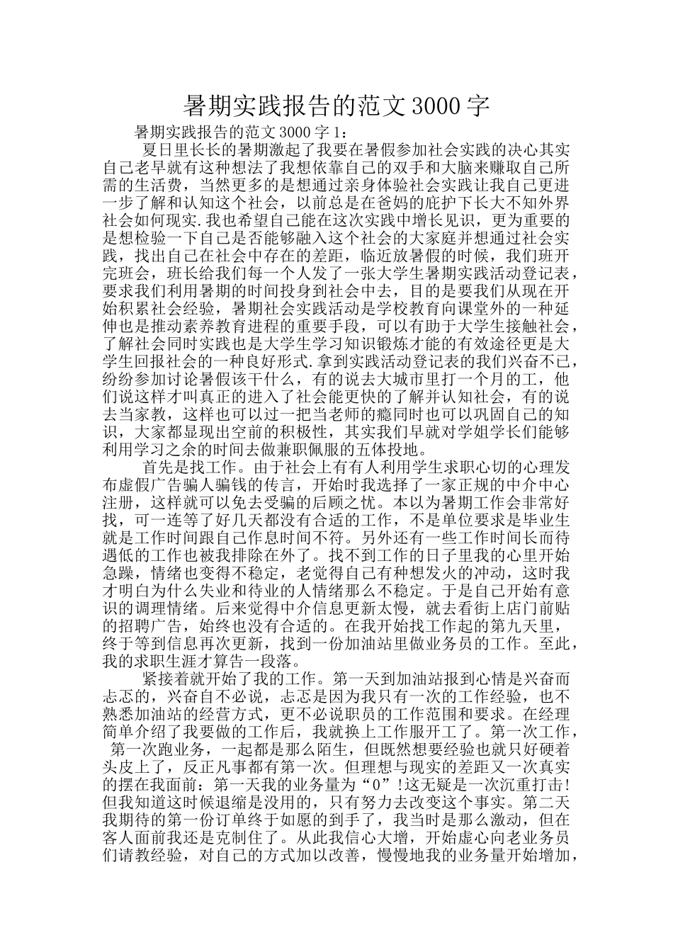 暑期实践报告的范文3000字_第1页
