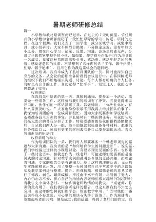 暑期教师研修总结