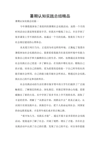 暑期认知实践总结精品