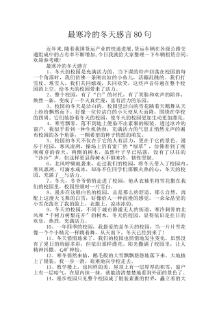 最寒冷的冬天感言80句