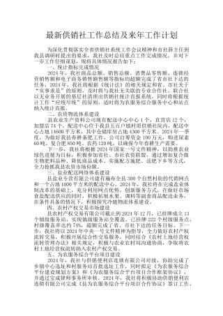最新供销社工作总结及来年工作计划
