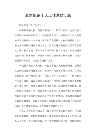 最新促销个人工作总结5篇