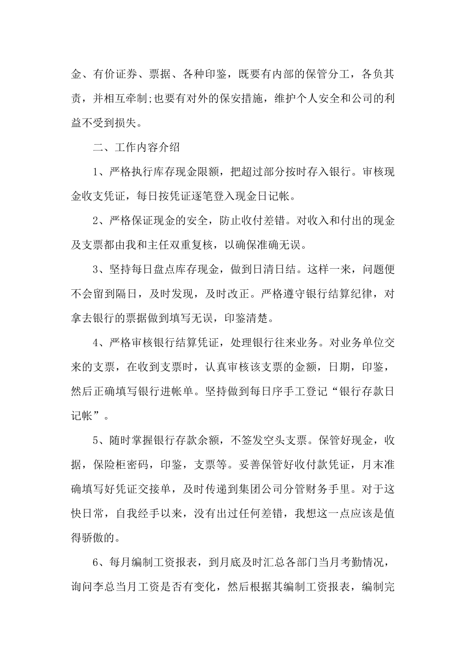 最新公司出纳个人工作总结5篇_第2页