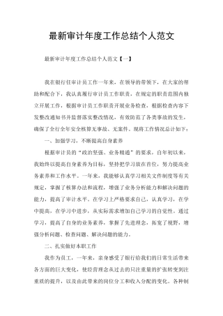 最新审计年度工作总结个人范文