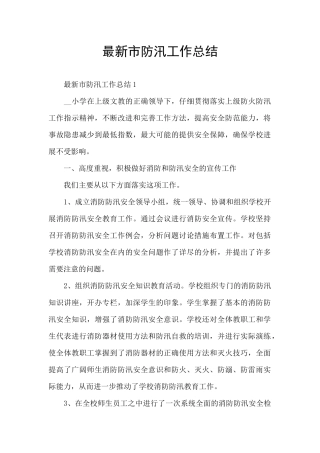 最新市防汛工作总结