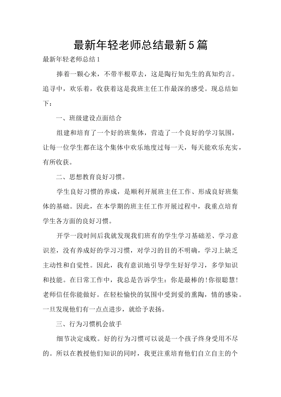 最新年轻教师总结最新5篇_第1页