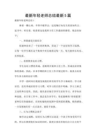 最新年轻教师总结最新5篇