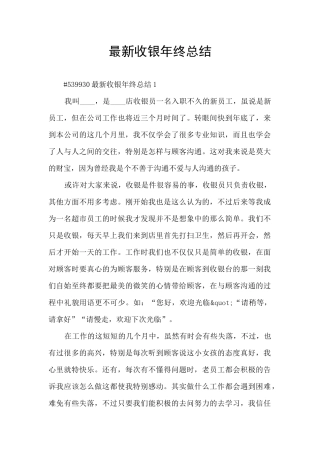 最新收银年终总结