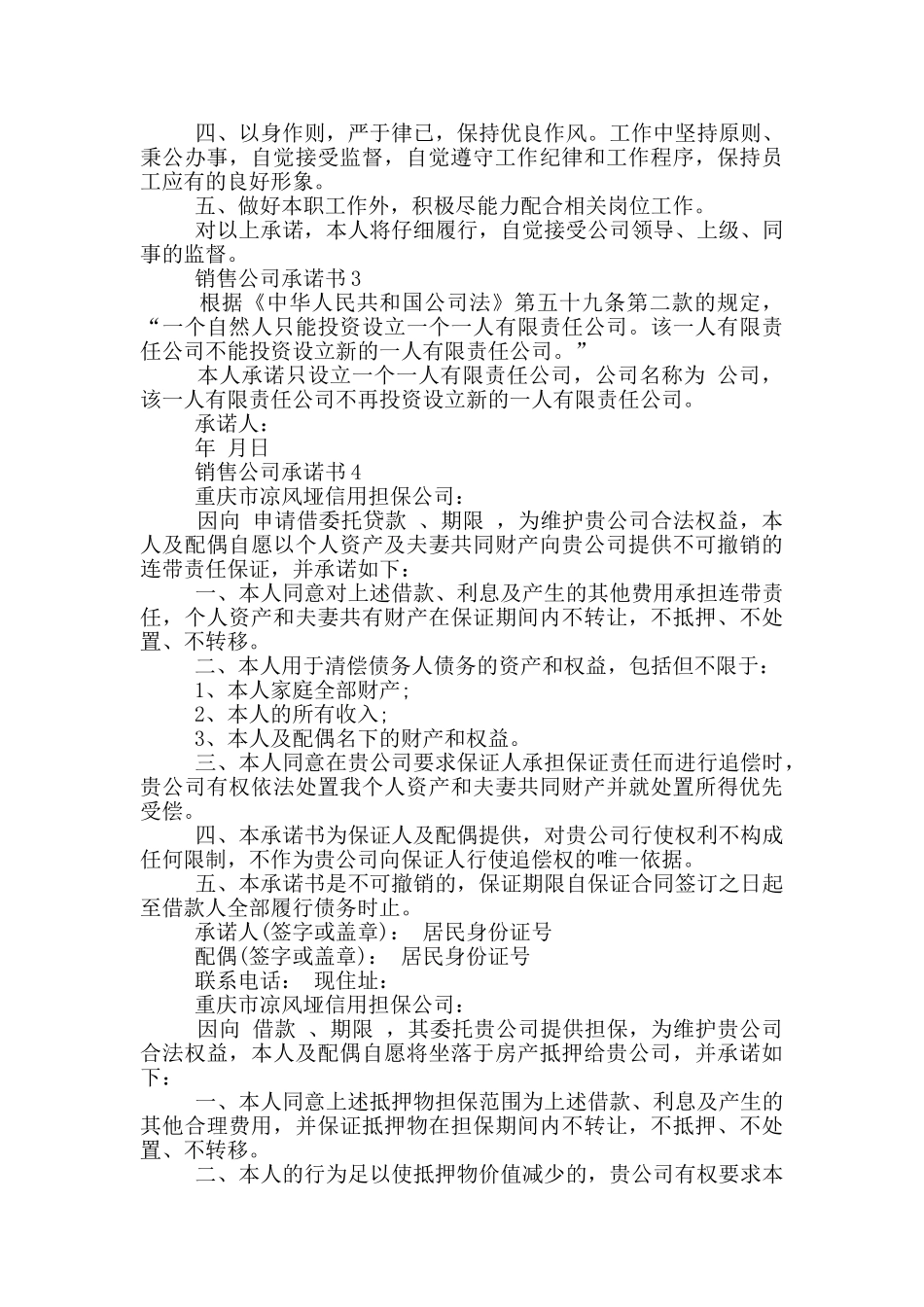 最新的销售公司承诺书参考_第2页