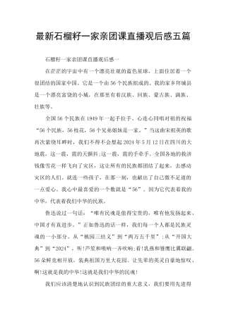 最新石榴籽一家亲团课直播观后感五篇