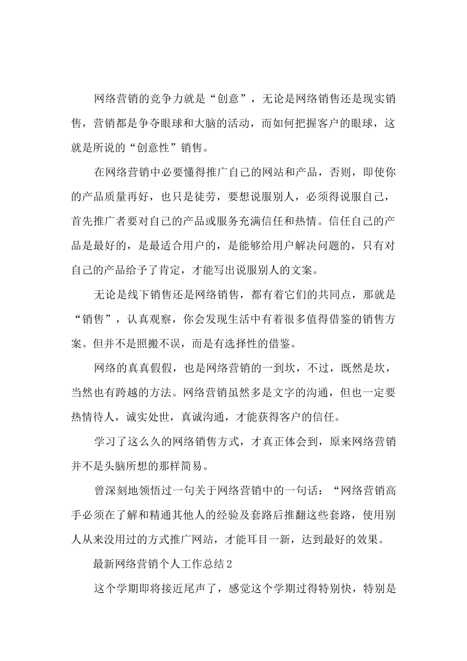 最新网络营销个人工作总结7篇_第2页