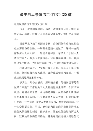 最美的风景清洁工
