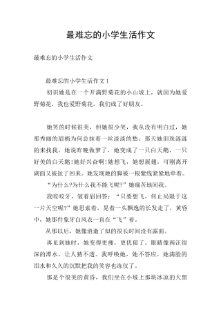 最难忘的小学生活作文