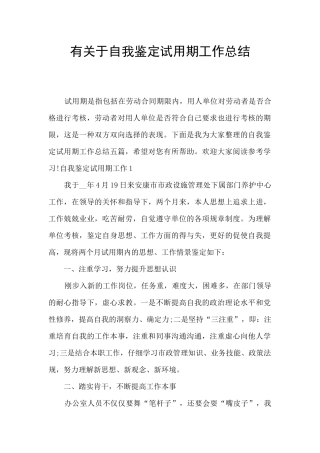 有关于自我鉴定试用期工作总结