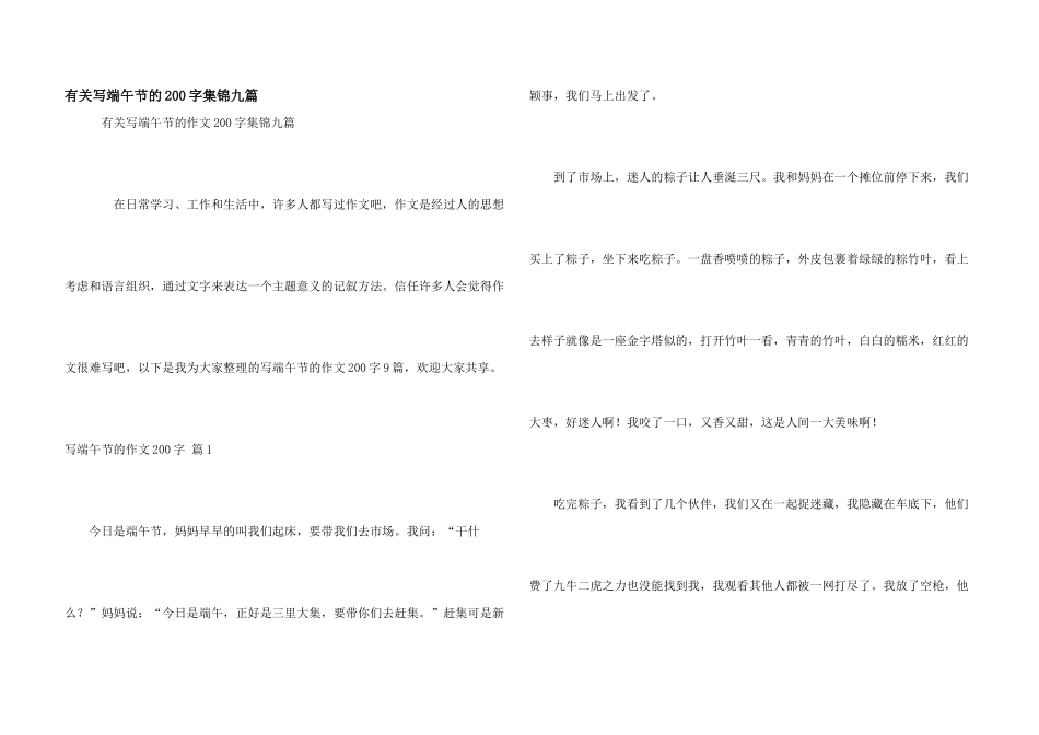 有关写端午节的200字集锦九篇_第1页