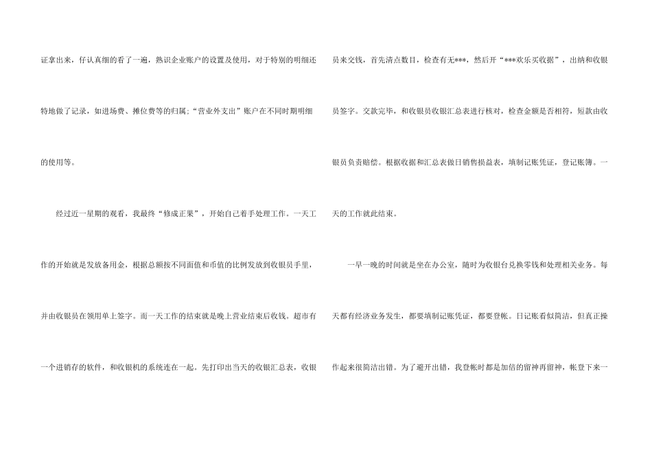 有关出纳的实习报告汇编八篇_第3页