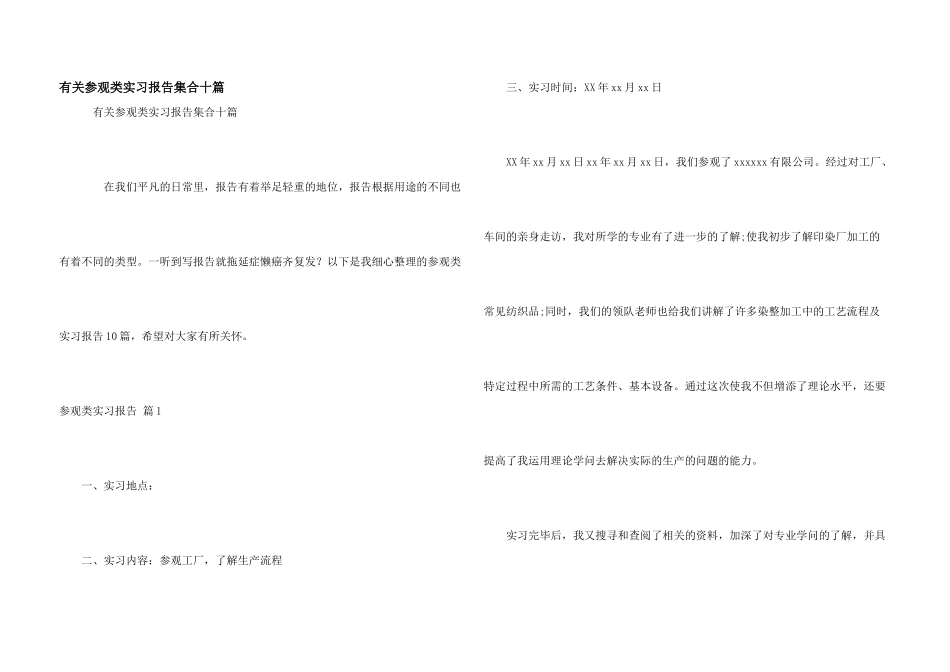 有关参观类实习报告集合十篇_第1页