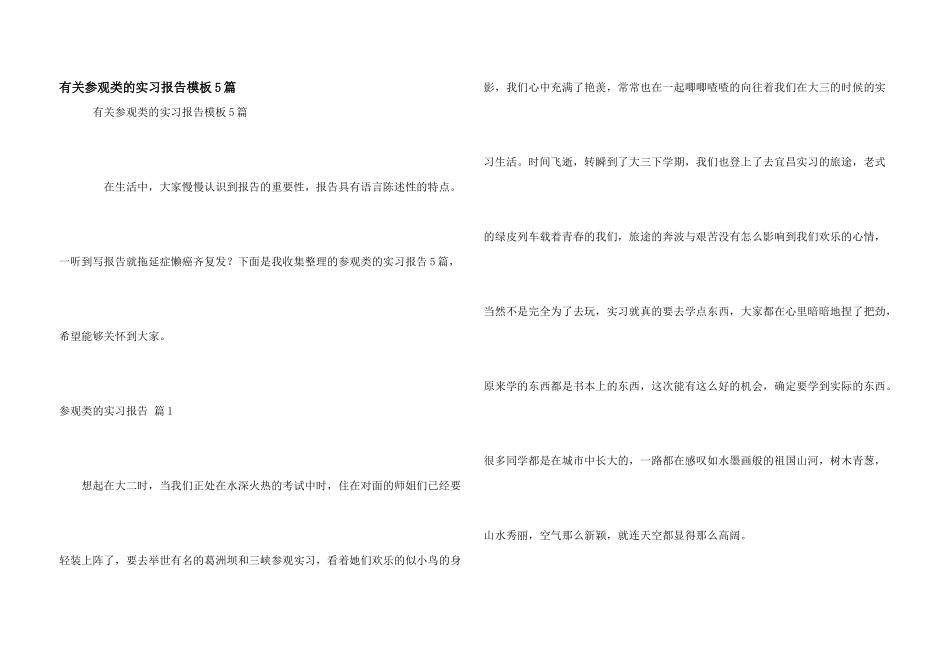 有关参观类的实习报告模板5篇_第1页