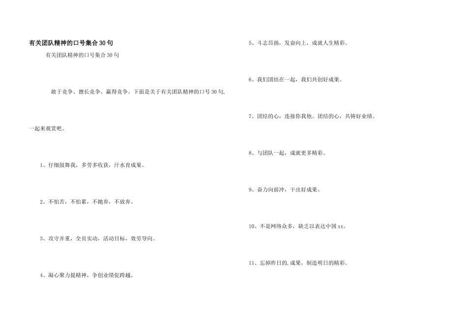 有关团队精神的口号集合30句_第1页