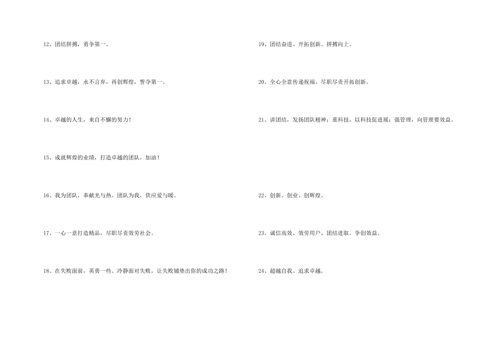 有关团队精神的口号集合30句_第2页