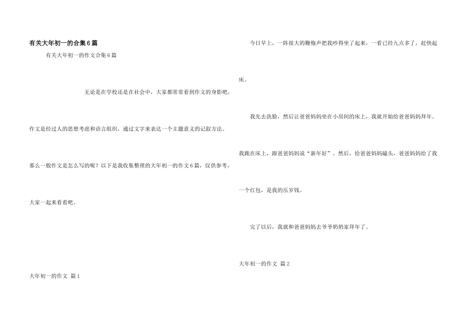 有关大年初一的合集6篇_第1页