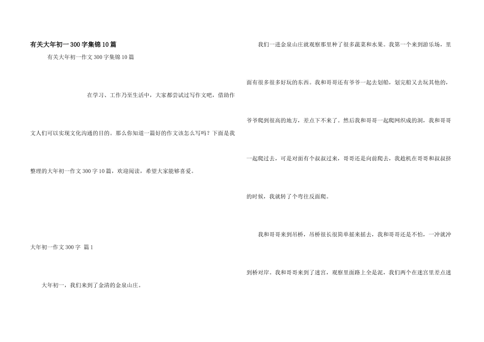 有关大年初一300字集锦10篇_第1页