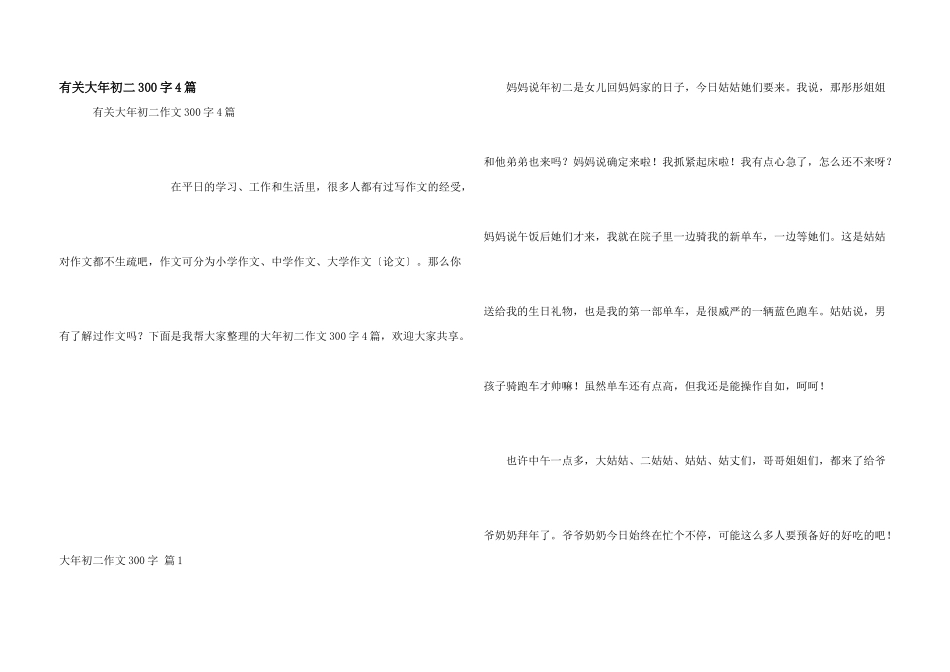 有关大年初二300字4篇_第1页